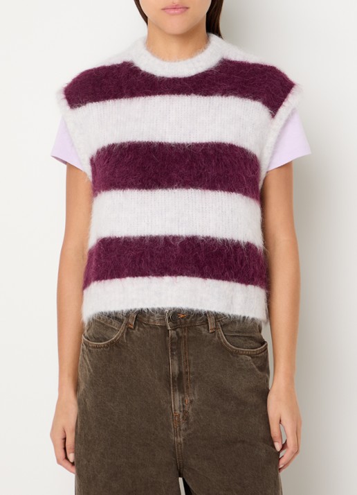 American Vintage Nibyra grofgebreide spencer in wolblend met streepprint