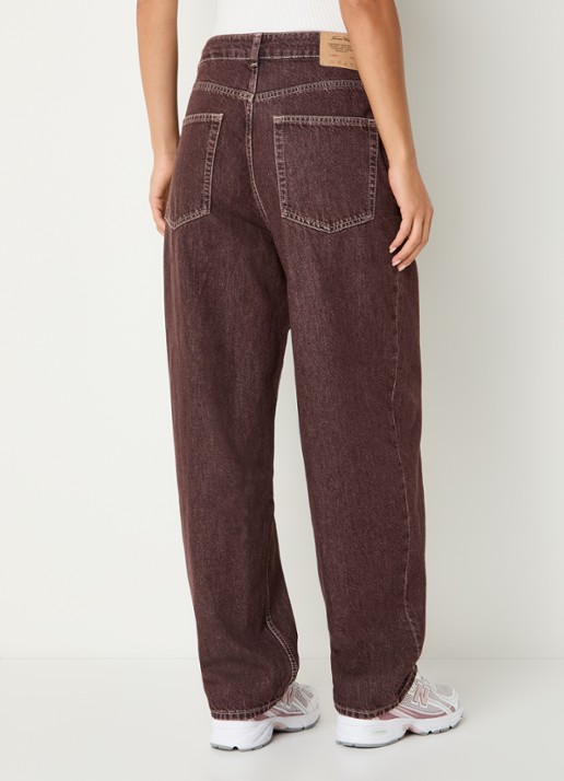 American Vintage Osho high waist loose fit jeans met gekleurde wassing - achterkant 5 bordeauxrood
