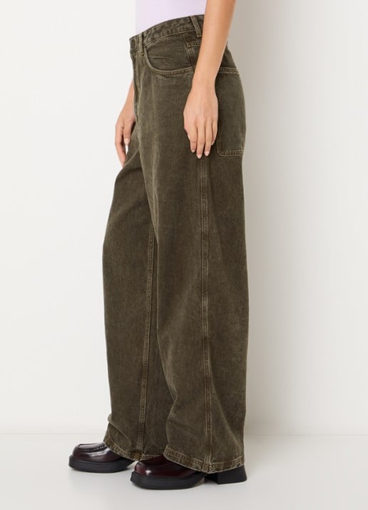 American Vintage Oshow wide fit jeans met gekleurde wassing - detail 2 lichtbruin