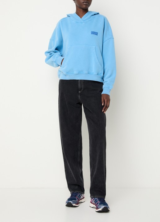 American Vintage Plizzy hoodie met logo - voorkant 5 royalblauw