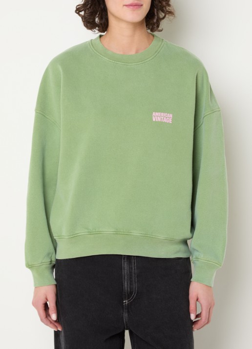 American Vintage Plizzy sweater met logo