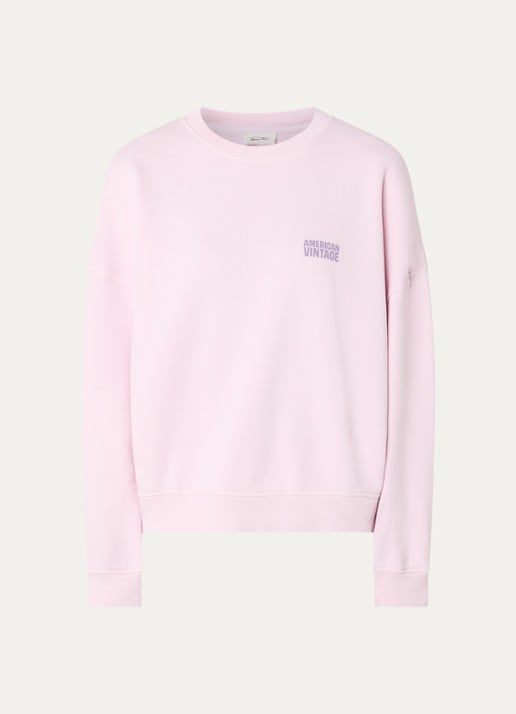 American Vintage Plizzy sweater met logo - voorkant 3 roze