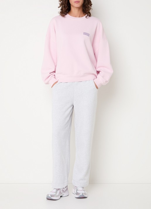 American Vintage Plizzy sweater met logo - voorkant 4 roze