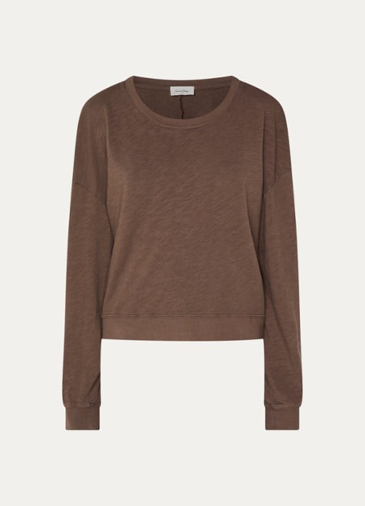 American Vintage Sono sweater met ronde hals - voorkant 3 lichtbruin