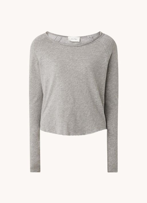 American Vintage Sonoma longsleeve met boothals - voorkant 3 grijsmele