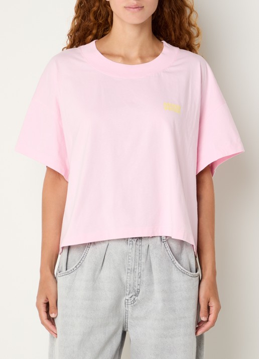 American Vintage T-shirt met logoprint - detail 4 roze