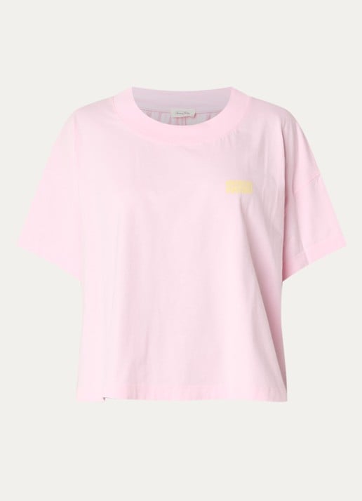 American Vintage T-shirt met logoprint - voorkant 2 roze