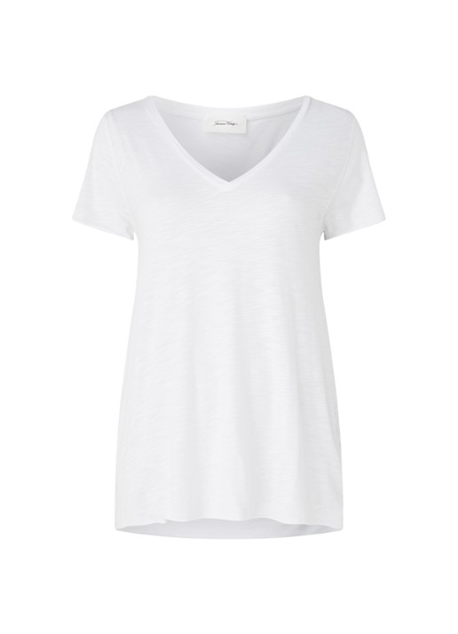American Vintage T-shirt met V-hals - voorkant 2 wit
