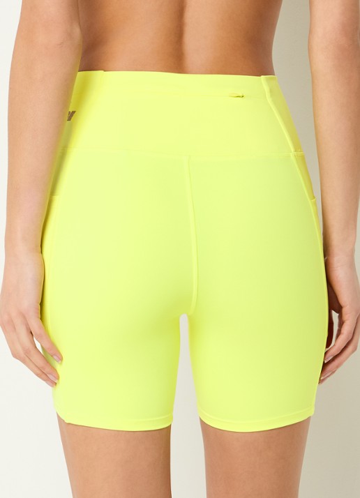 American Vintage Usuway high waist skinny fit compressie fietsbroek  - achterkant citroengeel