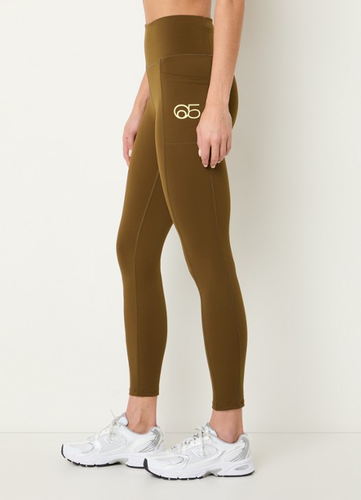 American Vintage Usuway high waist skinny fit trainingslegging met logo - detail 2 bruin