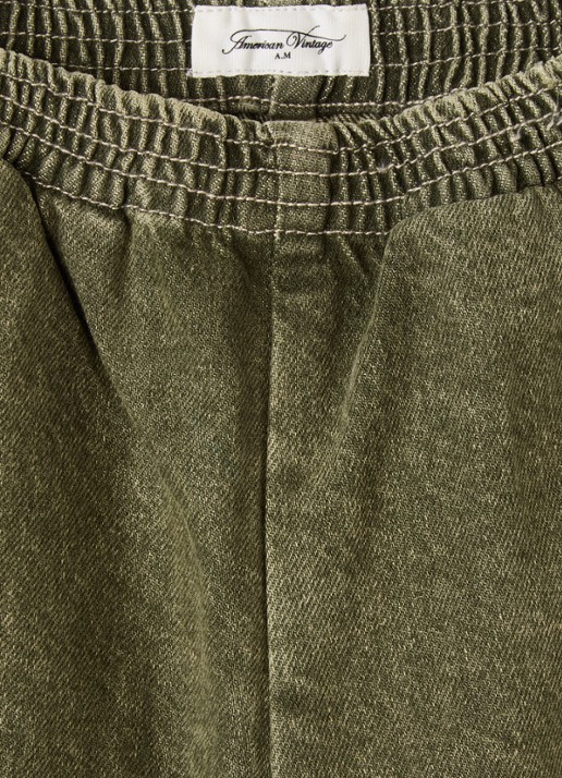 American Vintage Uzatown straight fit broek met steekzakken - detail 3 olijfgroen