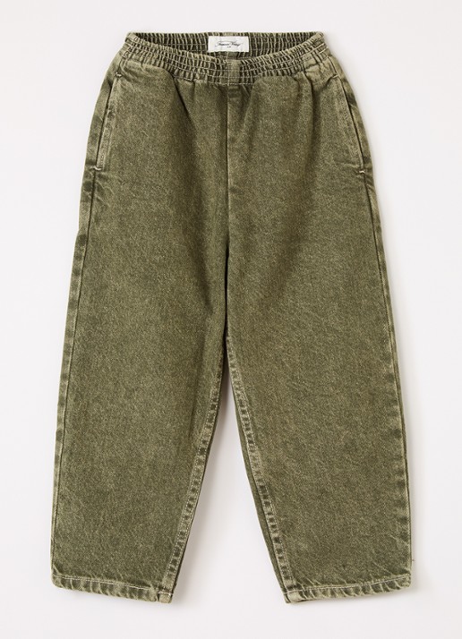 American Vintage Uzatown straight fit broek met steekzakken - voorkant olijfgroen