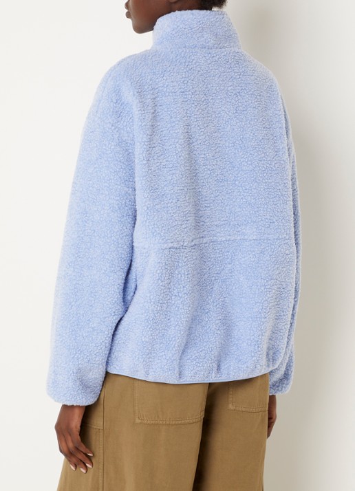 American Vintage Vest van teddy met steekzakken - achterkant blauwgrijs