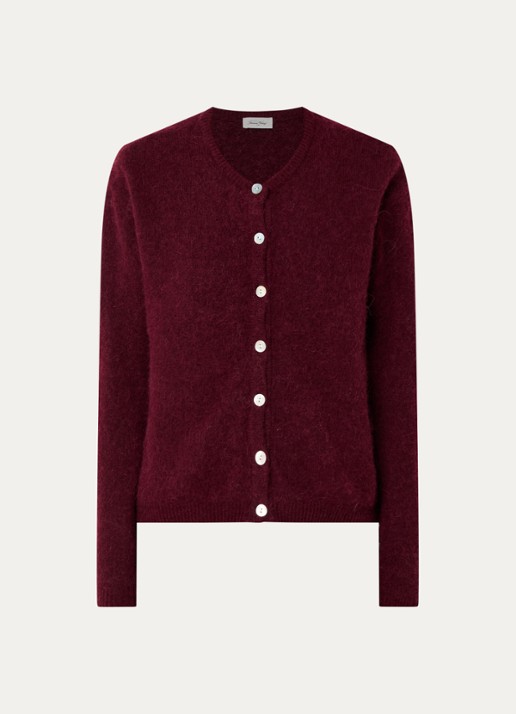 American Vintage Vitow fijngebreid vest in wolblend - voorkant 2 bordeauxrood