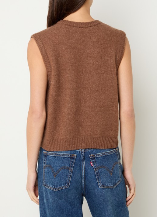 American Vintage Vitow fijngebreide spencer in alpaca wolblend - achterkant 3 bruin