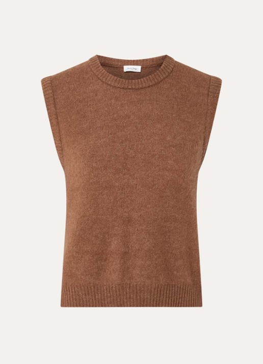 American Vintage Vitow fijngebreide spencer in alpaca wolblend - voorkant bruin