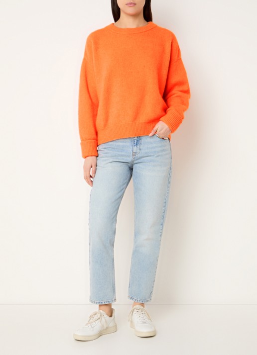 American Vintage Vitow grofgebreide trui in alpaca wolblend - voorkant 4 oranje