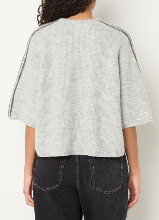 American Vintage Vitow ribgebreide top in alpaca wolblend met logoborduring - achterkant grijsmele