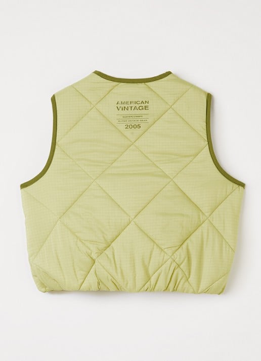 American Vintage Yupibam bodywarmer met quilt patroon - achterkant lime