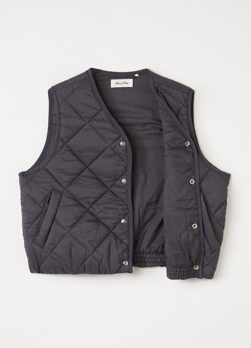 American Vintage Yupibam bodywarmer met quilt patroon - voorkant 2 antraciet