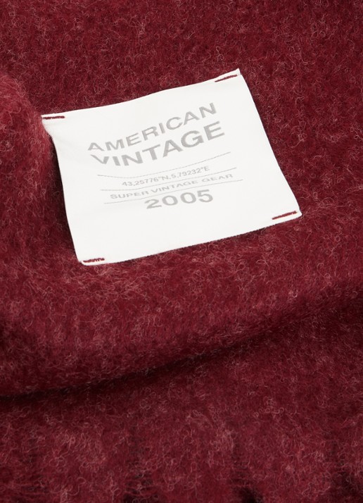 American Vintage Zinaco sjaal in wolblend 180 x 50 cm - detail 2 bordeauxrood