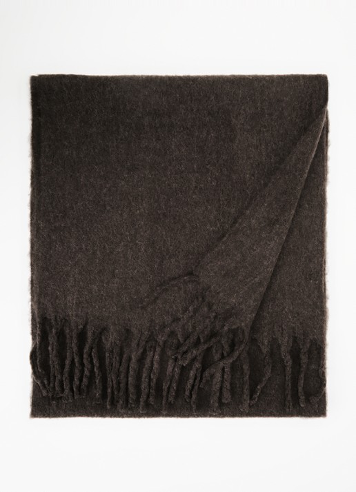American Vintage Zinaco sjaal in wolblend 180 x 50 cm - voorkant bruin