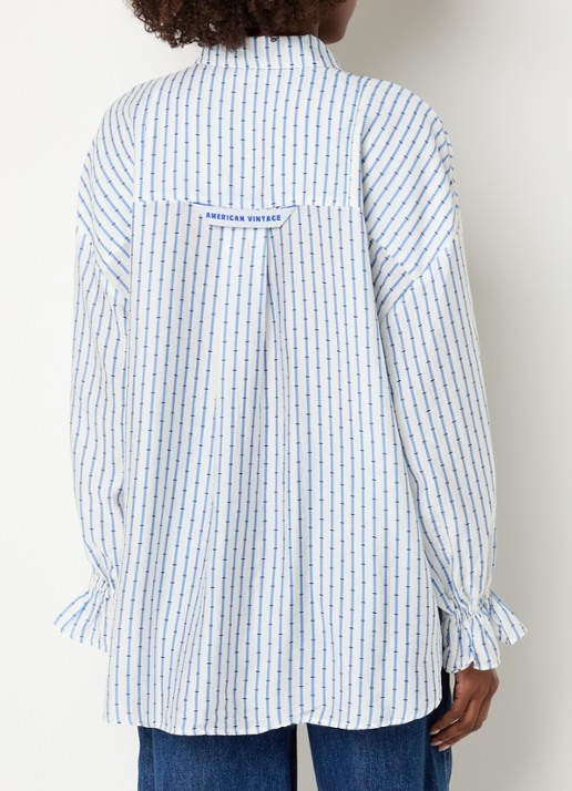 American Vintage Zivow blouse met streepprint - achterkant petrol