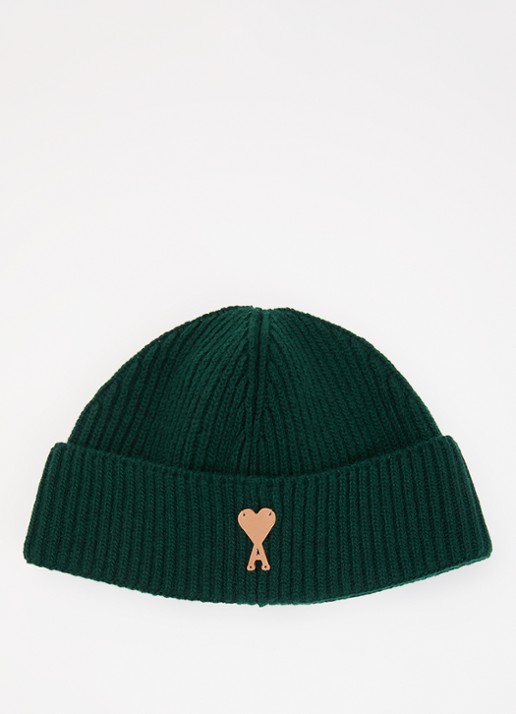 AMI Paris Ami De Coeur ribgebreide muts van merino wol