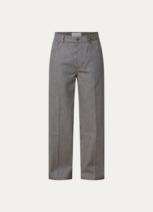 AMI Paris Balloon fit jeans met streepprint - voorkant 5 indigo