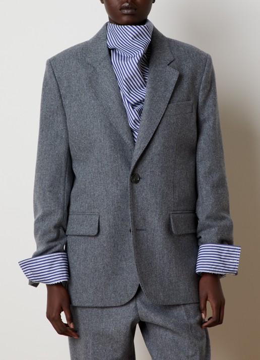 AMI Paris Blazer van scheerwol met klepzakken - detail 4 middengrijs