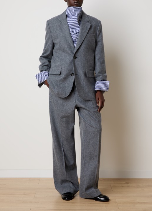 AMI Paris Blazer van scheerwol met klepzakken - voorkant 2 middengrijs