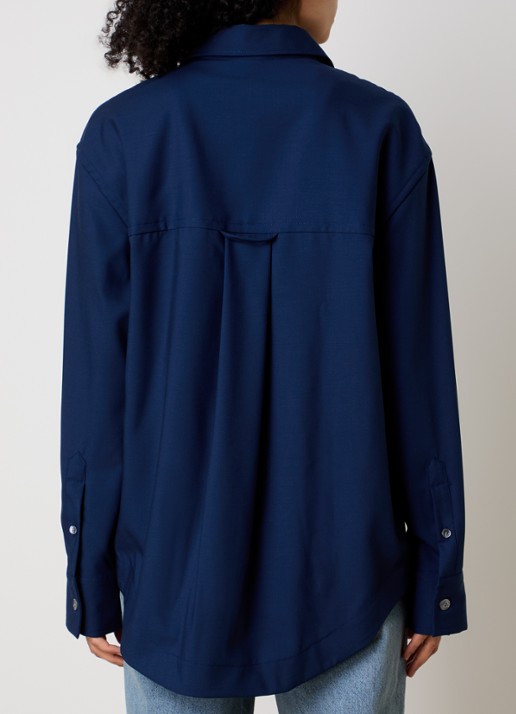 AMI Paris Blouse met borstzak - achterkant 3 donkerblauw