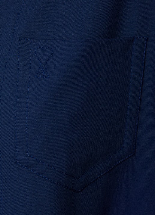 AMI Paris Blouse met borstzak - detail 5 donkerblauw