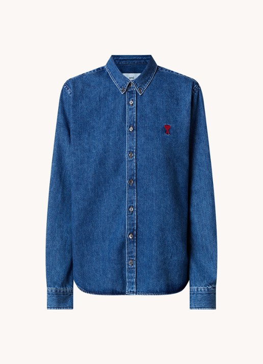 AMI Paris Blouse met logo - voorkant indigo