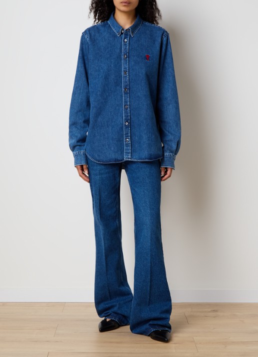 AMI Paris Blouse met logo - voorkant 2 indigo