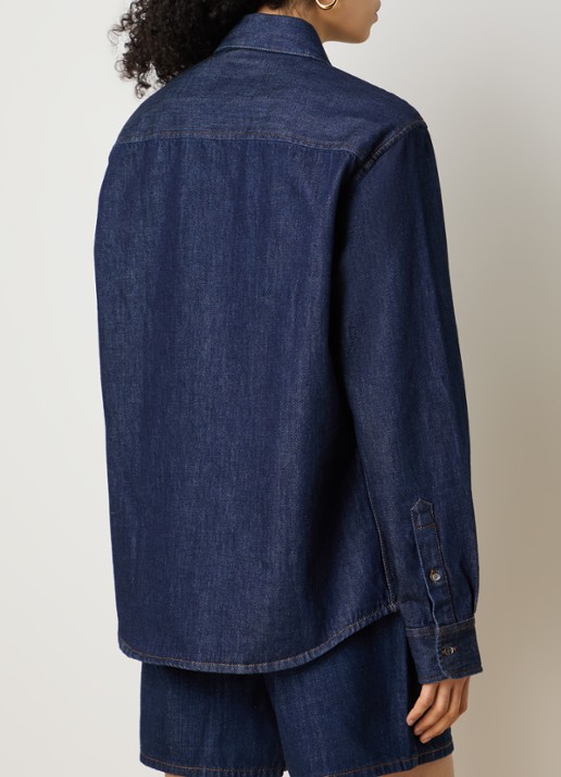 AMI Paris Blouse van denim met logo - achterkant 3 indigo