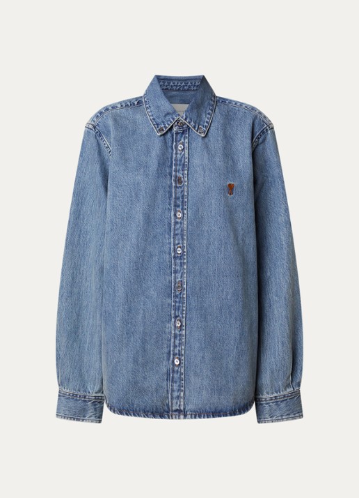 AMI Paris Blouse van denim - voorkant 4 indigo
