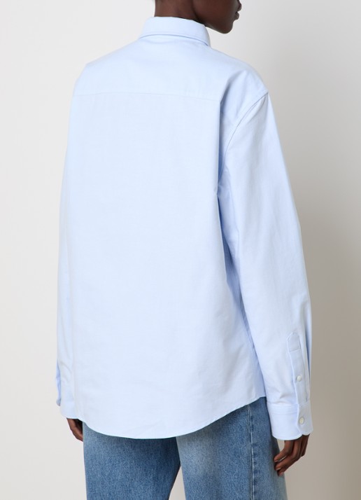 AMI Paris Blouse van piqué katoen met logoborduring  - achterkant 5 lichtblauw