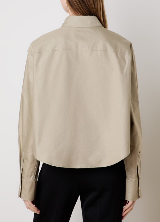 AMI Paris Cropped blouse met borstzak - achterkant 5 khaki