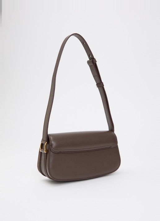 AMI Paris Crossbodytas van leer met verstelbare schouderriem - achterkant 6 hazelnootbruin