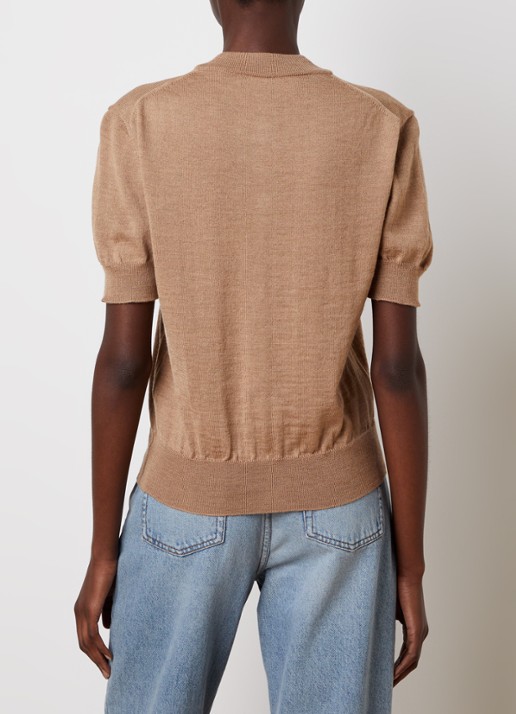 AMI Paris Fijngebreide vest van merino wol - achterkant 5 camel