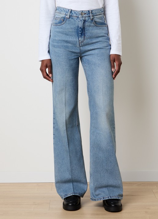 AMI Paris High waist flared jeans met lichte wassing - detail indigo