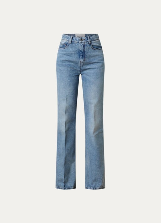AMI Paris High waist flared jeans met lichte wassing - voorkant 4 indigo