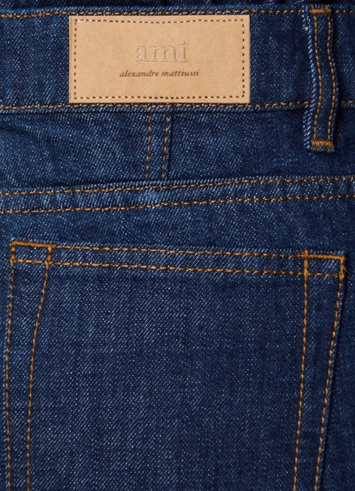 AMI Paris High waist loose fit korte broek van denim - detail 5 indigo
