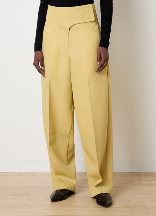AMI Paris High waist loose fit pantalon van wol met steekzakken