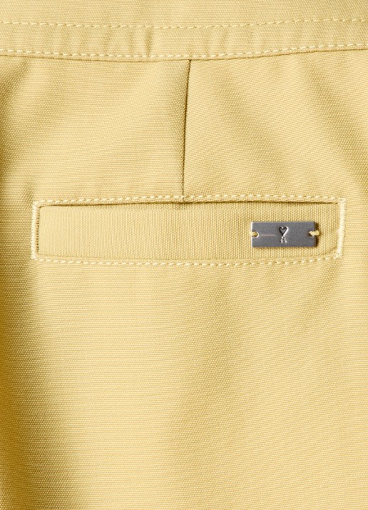 AMI Paris High waist loose fit pantalon van wol met steekzakken - detail 4 mosterd