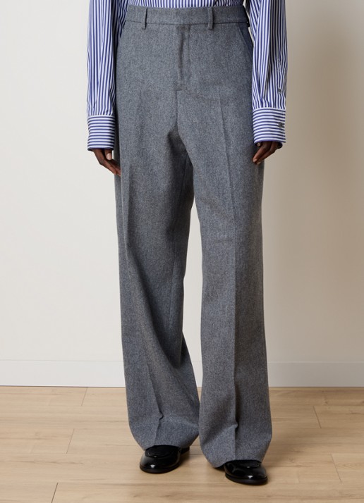 AMI Paris High waist wide fit pantalon met steekzakken - detail grijs