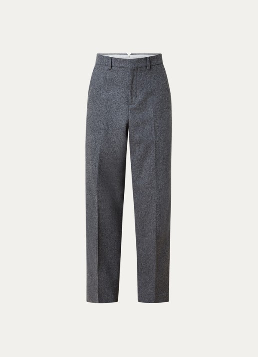 AMI Paris High waist wide fit pantalon met steekzakken - voorkant 4 grijs