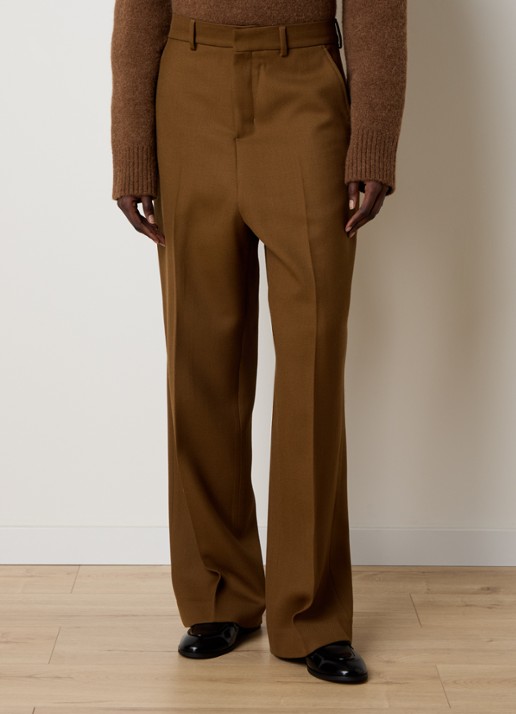 AMI Paris High waist wide fit pantalon met steekzakken - detail 4 bruin