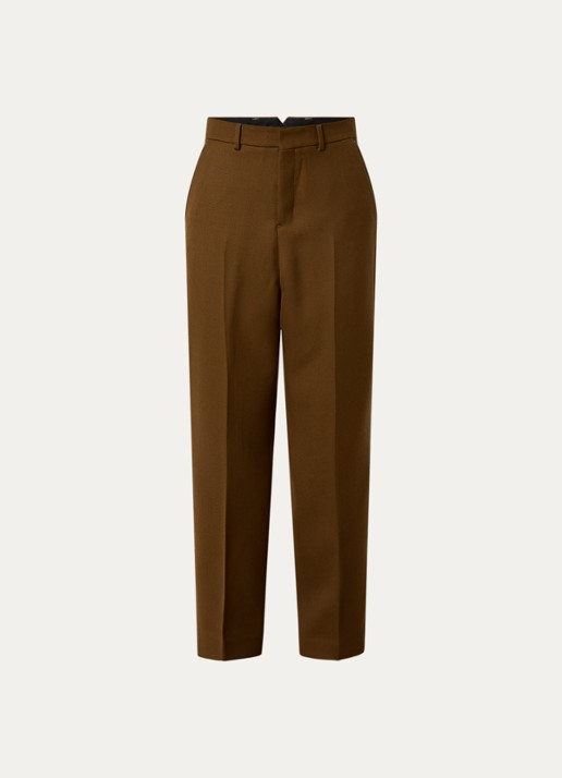 AMI Paris High waist wide fit pantalon met steekzakken - voorkant 2 bruin